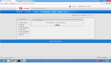 Leave Yearly settings